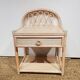 Pink rattan bed and bedside table set