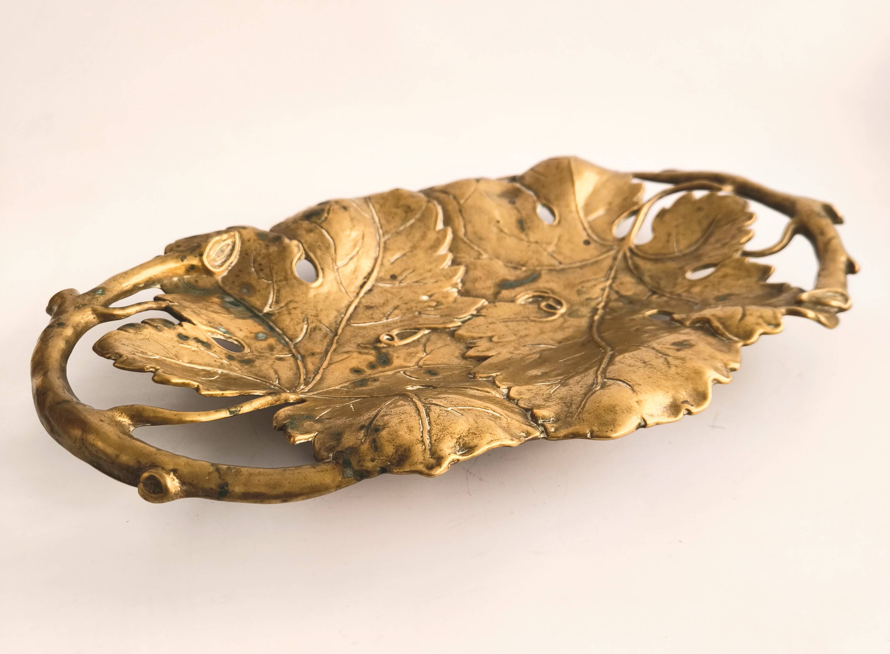 French bronze tray in Oak Leaf style from the 1950s