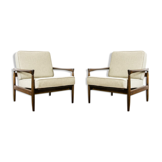 Pair of oak "Kolding" armchair in wool by Erik Wørts for Ikea 1960