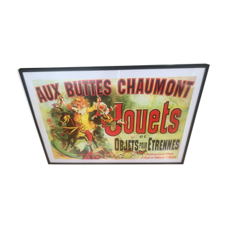 Poster vintage encadré « Aux Buttes Chaumont - Jouets et objets pour etrennes »