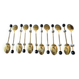 Coffret de 12 cuillères à café / moka vintage  en  métal doré, Cristofle.