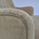 1970s, Danish 2 seater sofa, original condition, green furniture velour, beech wood legs.