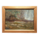 Impressionist painting, oil on wood signed, pastoral scene, Barbizon school