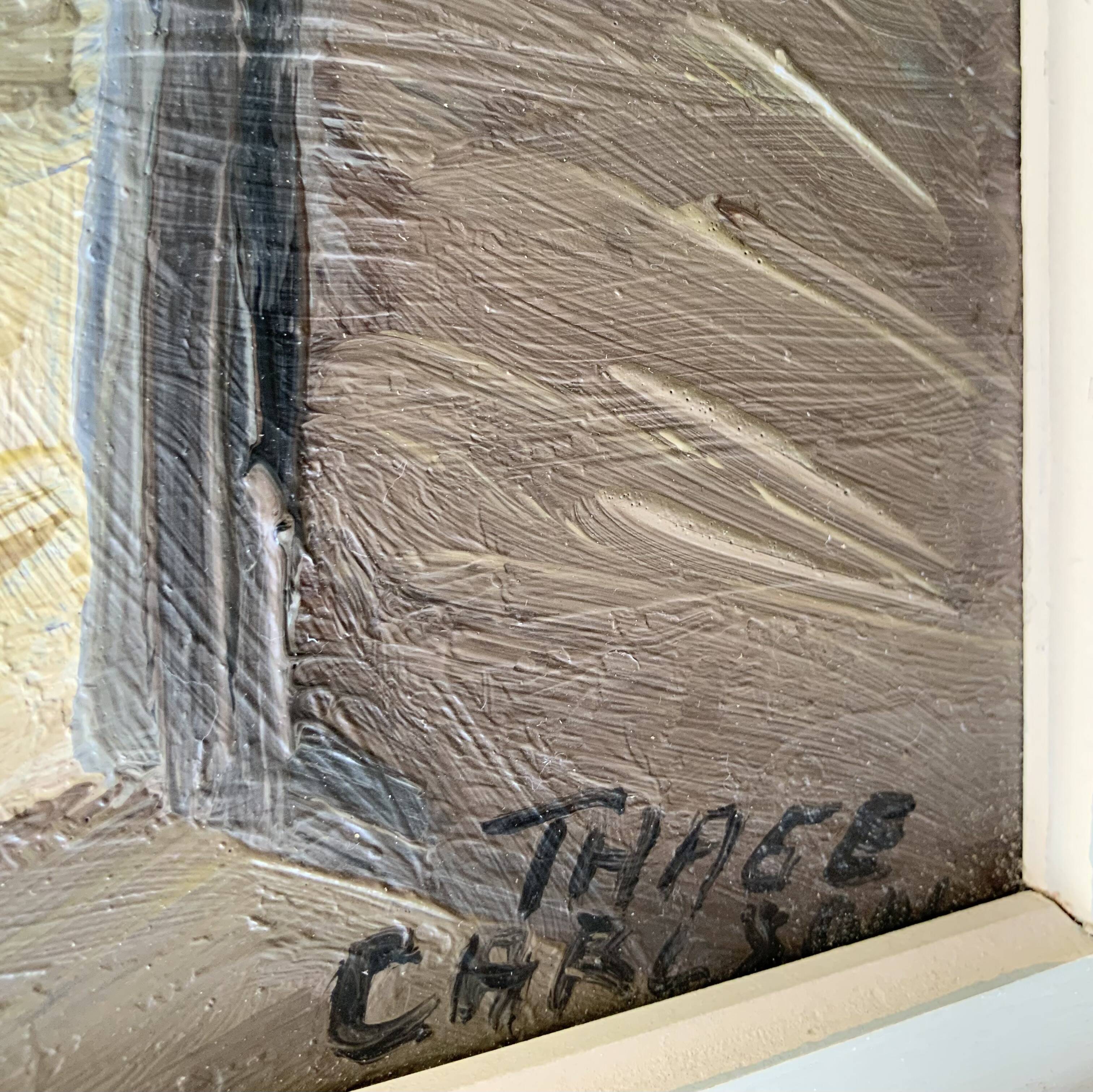 Modernism Mid-20th century Oil Painting Cityscape  by Thage Carlson 1960s