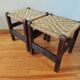 Pair of handcrafted stools from Friuli in carved wood, Italy, circa 1960.