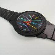 Postmodern Wall Clock in wrist watch shape Pop Art by Ultralux Swiss XL Memphis Age