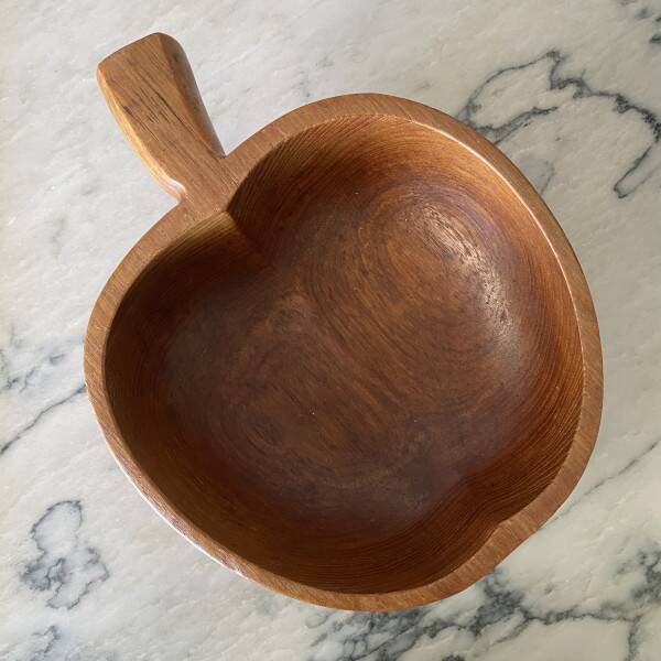 Teak apple fruit bowl