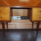 Office, Scandinavian slope secretary, satin wood and teak plating.