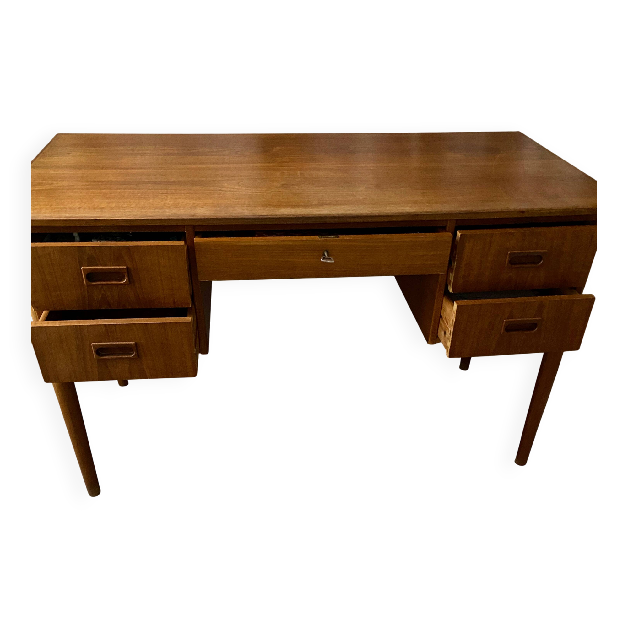 Vintage 1960s double-sided Scandinavian teak desk