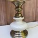 Vintage lamp in gold metal and white opal from the 1970s.