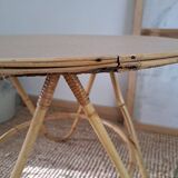 Vintage round bamboo and rattan table