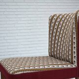 1960s, set of 2 Danish easy chairs, traditional Danish woven wool fabric.