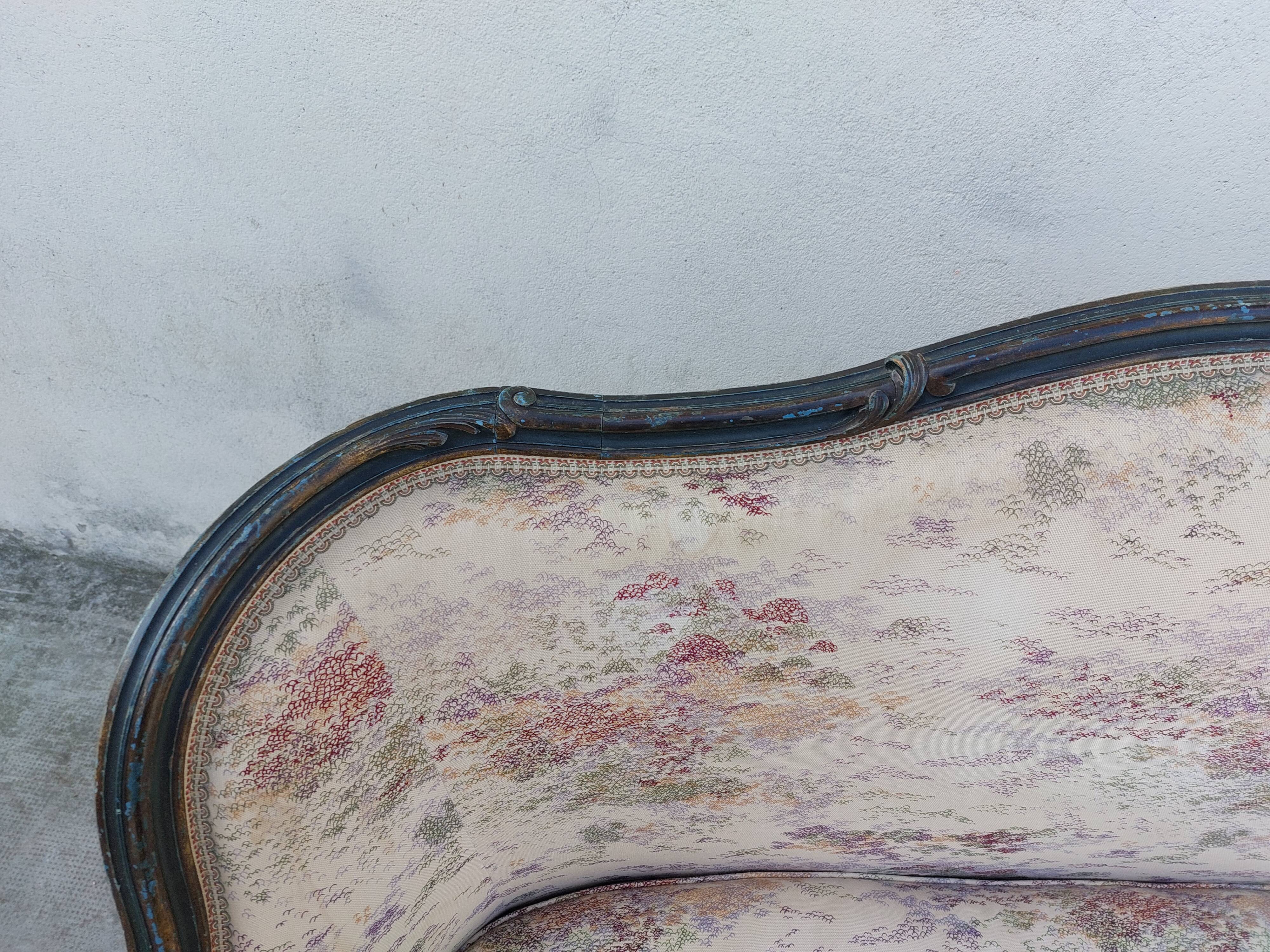 Sofa bench louis XV carved basket
