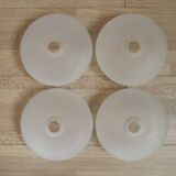 Set of 4 French Vintage Retro White Opaque Glass Replacement Shades 248