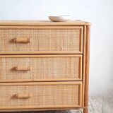 Vintage rattan chest of drawers circa 1970s