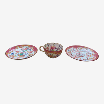 Minton English porcelain cup and saucer and a Sarreguemine saucer