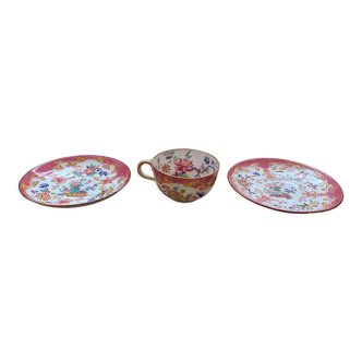 Minton English porcelain cup and saucer and a Sarreguemine saucer