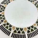 Vintage ceramic mosaic heard tile round mirror , 1970s