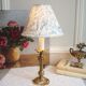 Small vintage lamp with its lampshade in toile de Jouy