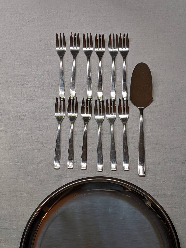Morinox Stainless Steel Cake Serving Tray with Forks Set