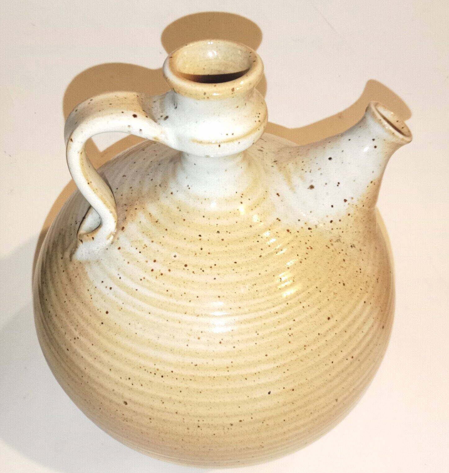 Cargoulette Pitcher Jug beige speckled Signed Grès du Marais 23 cm