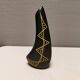Sculptural black vase with yellow pattern from Hedebo Keramik Denmark 1950-1960s.