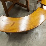 Brutalist ensemble round table 113cm and its 4 rounded stools 1960