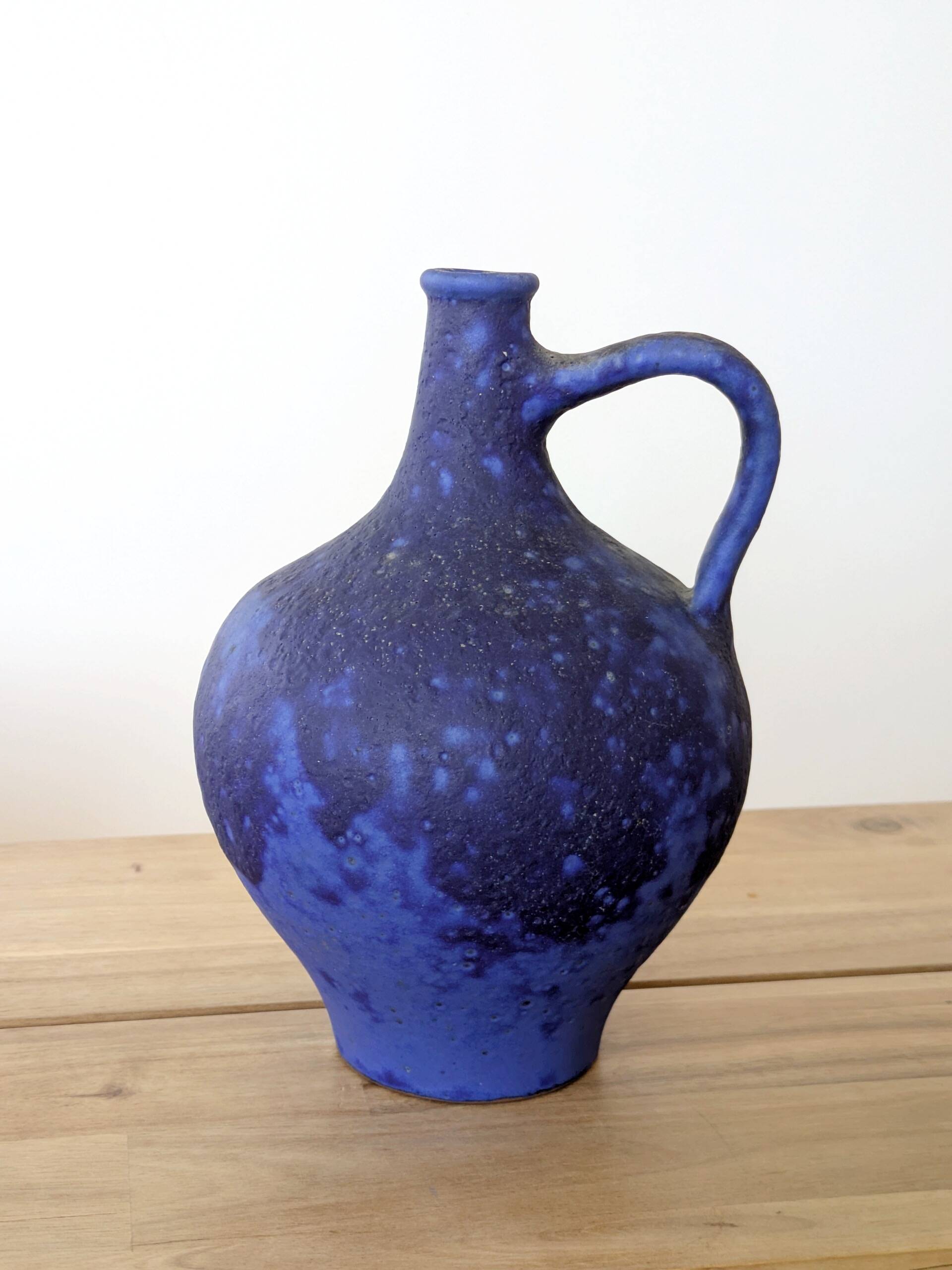 Mid-Century blue Klein vase Heyne ceramics, Germany, 1960s
