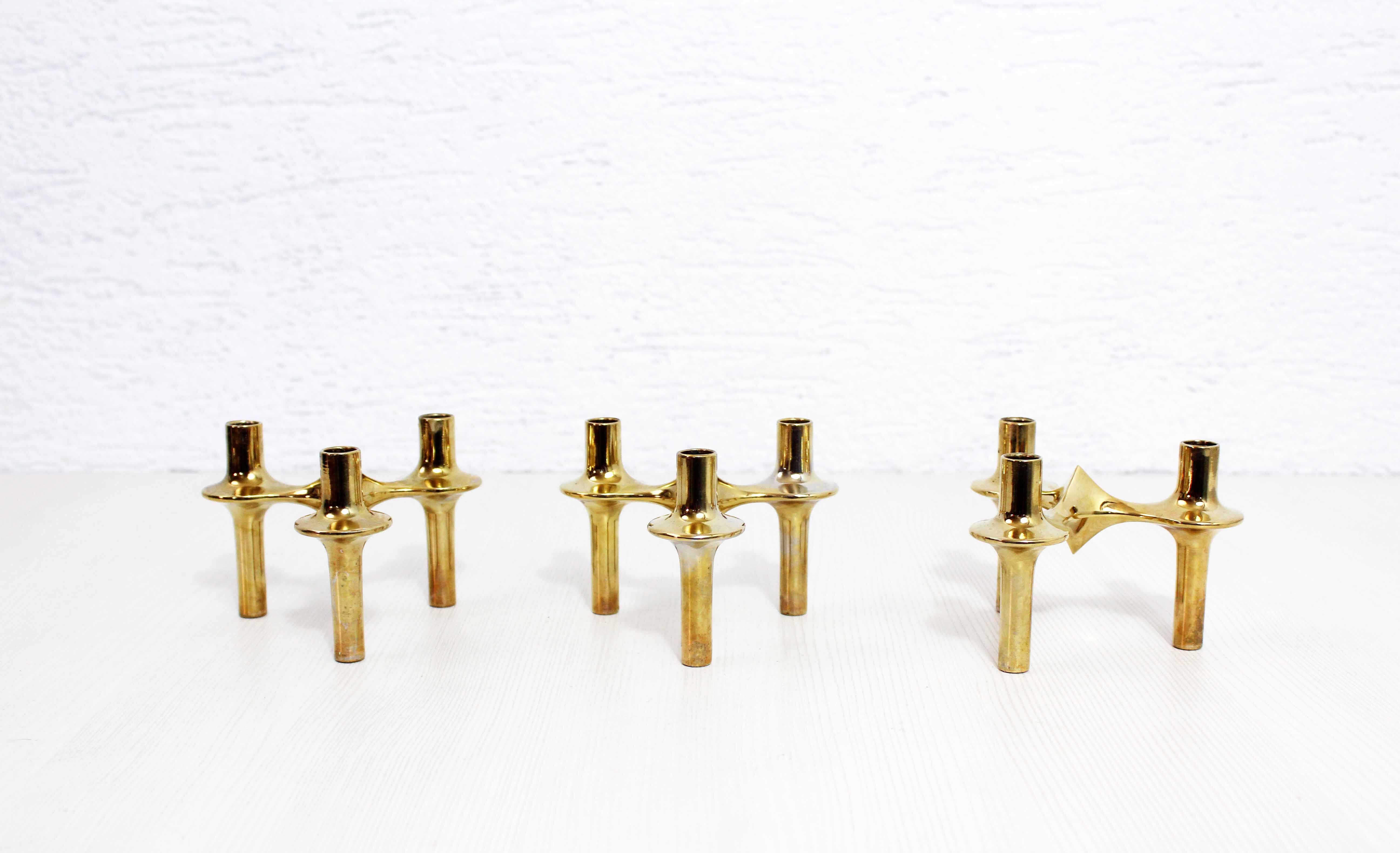 Set of 3 modular nagel candle holders