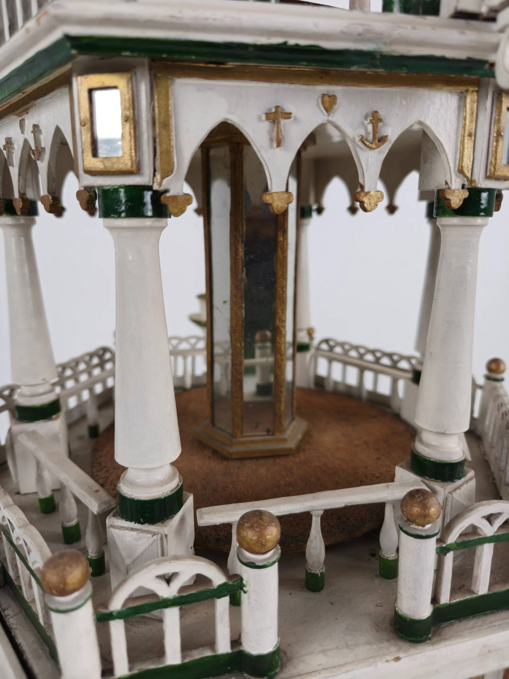 19th century handmade Christmas pyramid – rare and beautiful German folk art piece