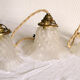 Set of 3 hangings lamp tulips in art nouveau glass paste