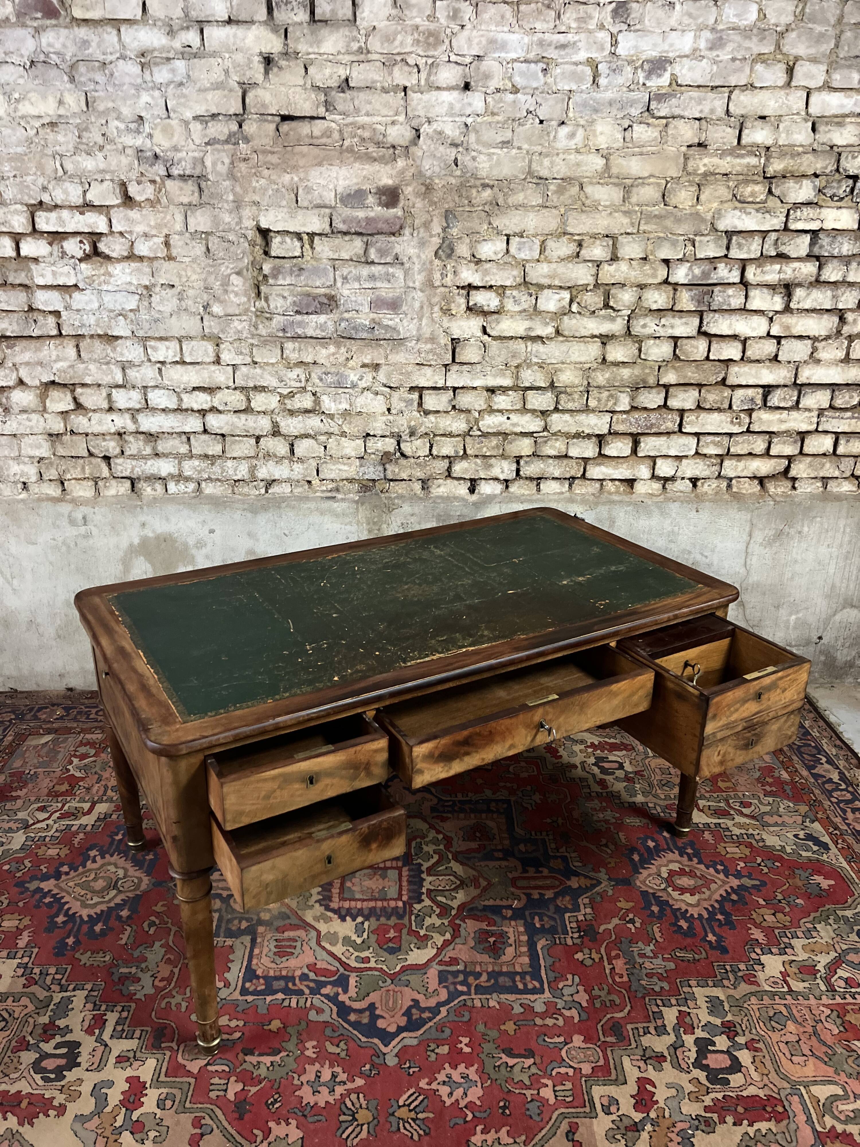 Flat mahogany desk Louis Philippe XIX century
