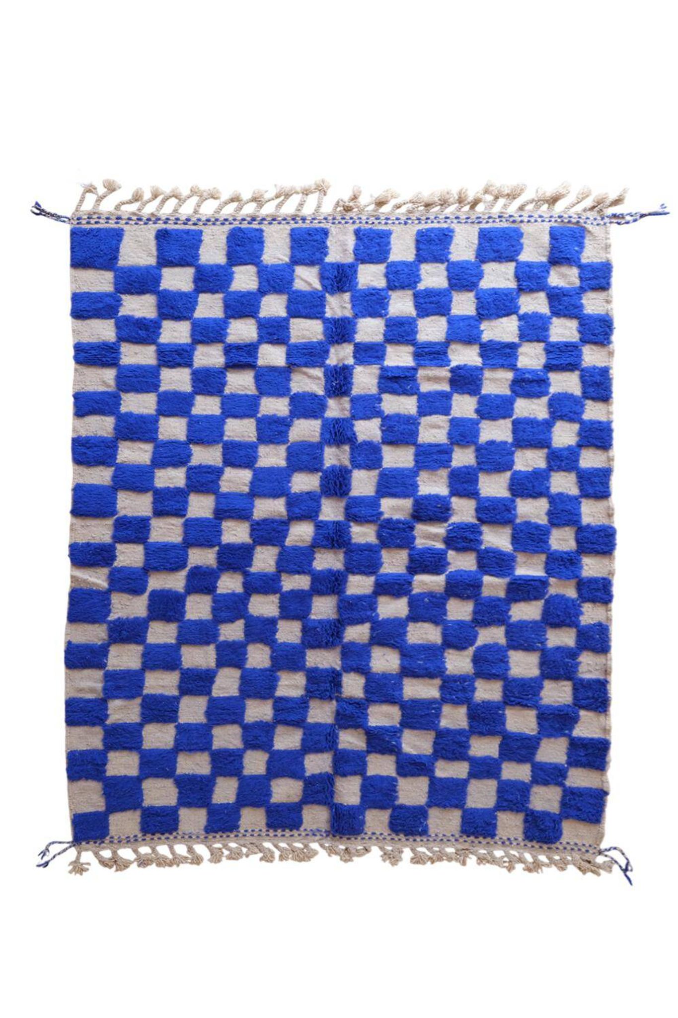 Moroccan blue checkered rug - 289 x 225 cm