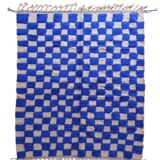 Moroccan blue checkered rug - 289 x 225 cm