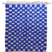 Moroccan blue checkered rug - 289 x 225 cm