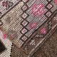 Geometric brown oushak runner rug, 97x326cm