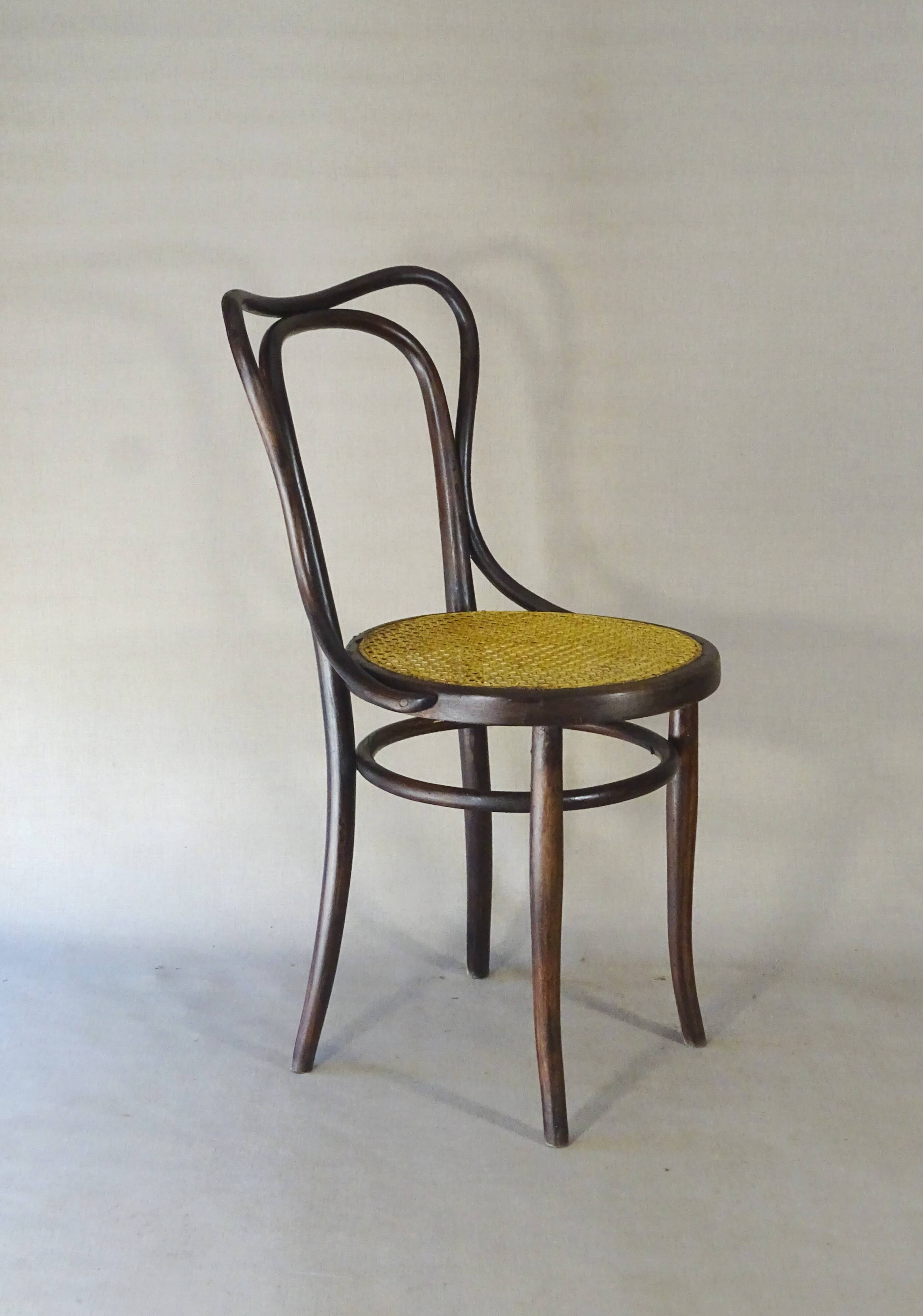Deux chaises KOHN N°55 de Ca. 1900 cannées, teinte acajou américain.