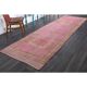 1970s Vintage Turkish Hand-Knotted Wool Cotton Pink Runner Rug 110x361