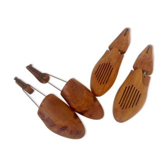 Two pairs of vintage wooden shoe