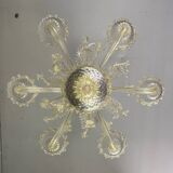 Venetian chandelier in gilded Murano glass, 6 light arms circa 1940