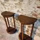 Pair of antique solid wood half-moon side tables, 19th century