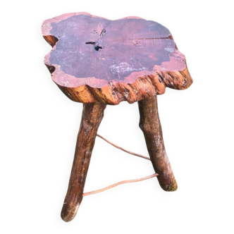 Tabouret haut en bois brutaliste