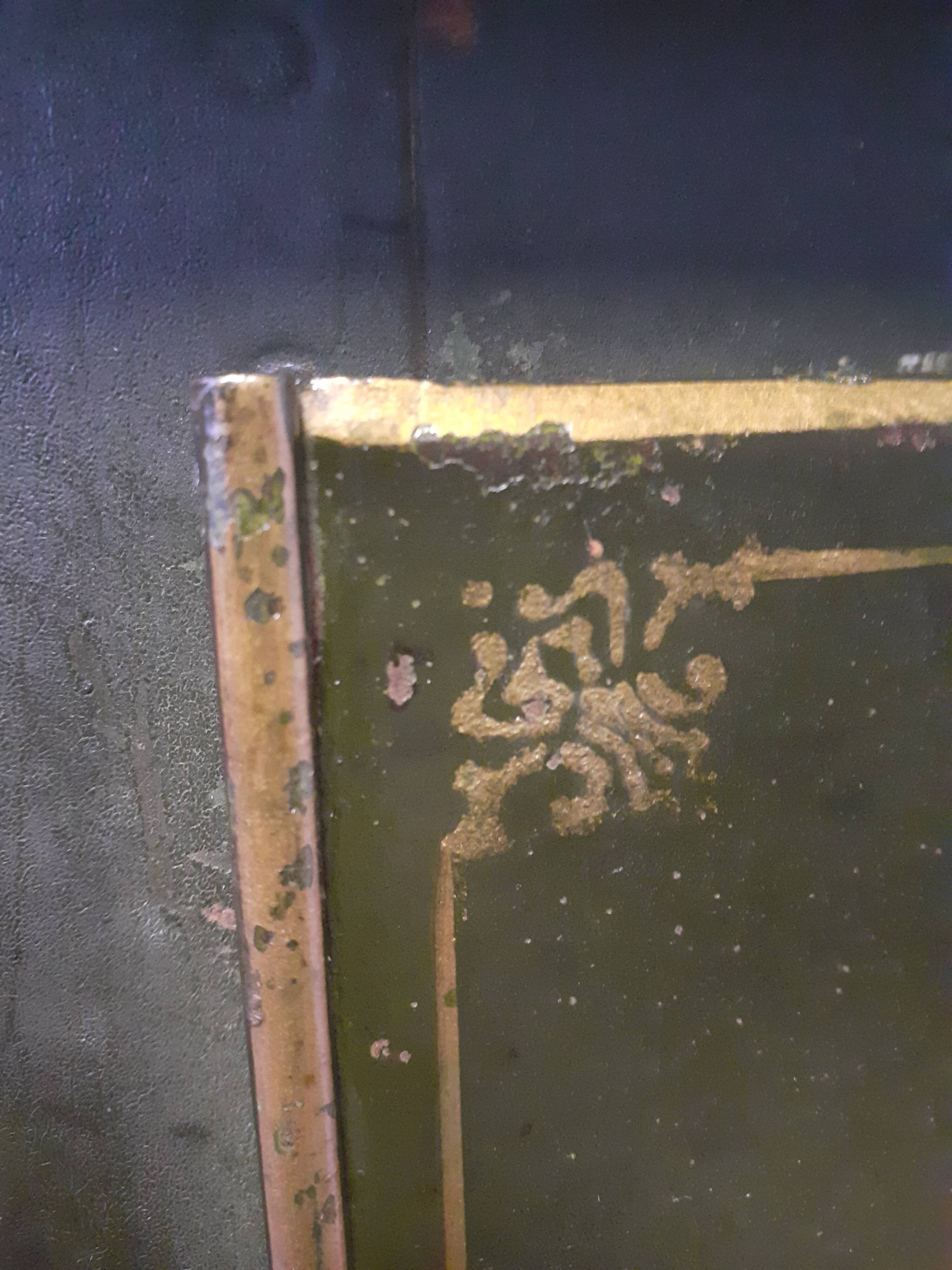 Table de chevet en tôle et marbre début XXeme