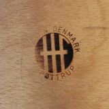 Danish designed footstool, in teak and black skai. Made at Spøttrup furniture factory in the 1960s.