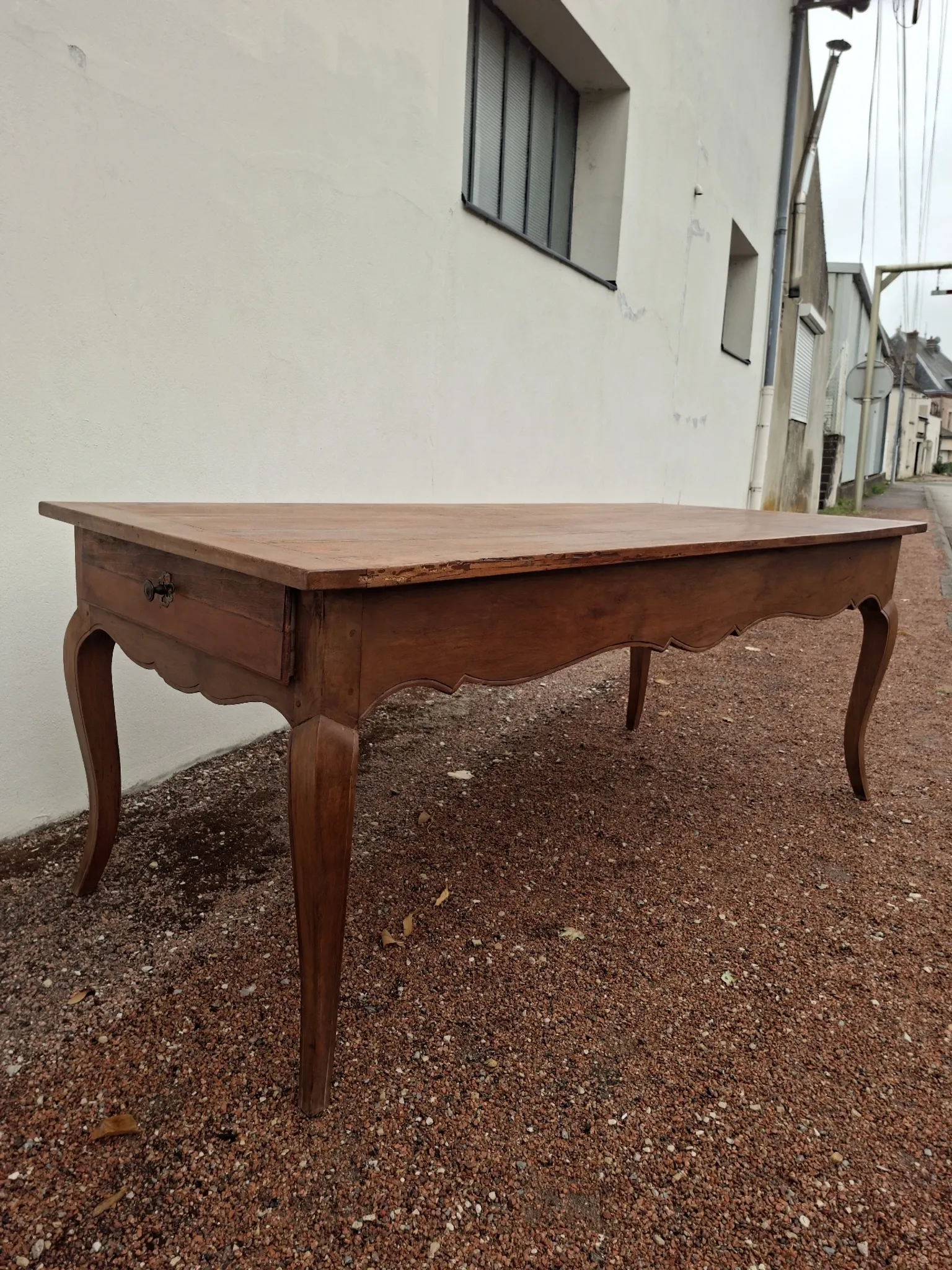 Rustic Louis XV farmhouse table in cherry wood, 1900s.