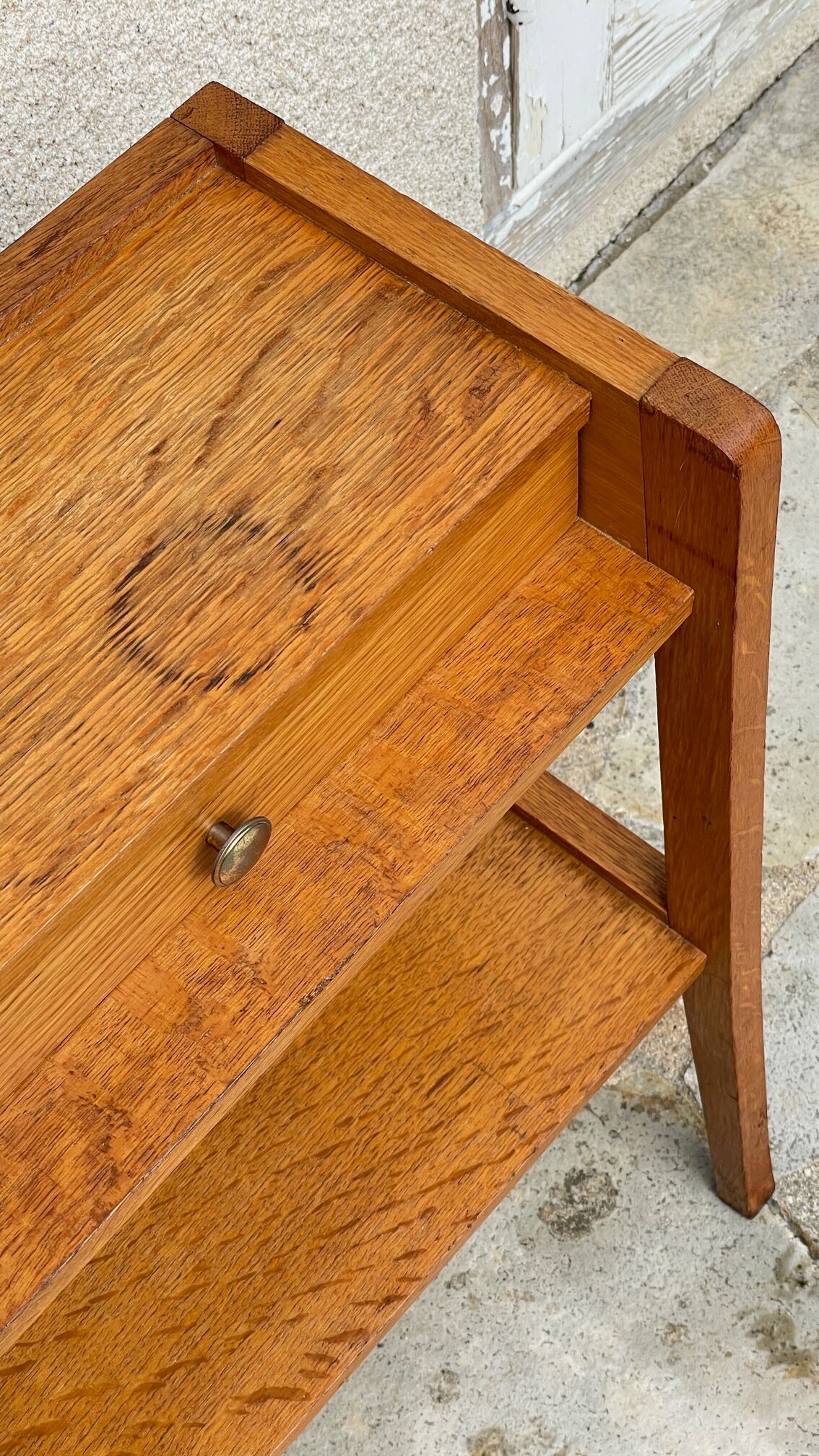 vintage geometric bedside cabinet
