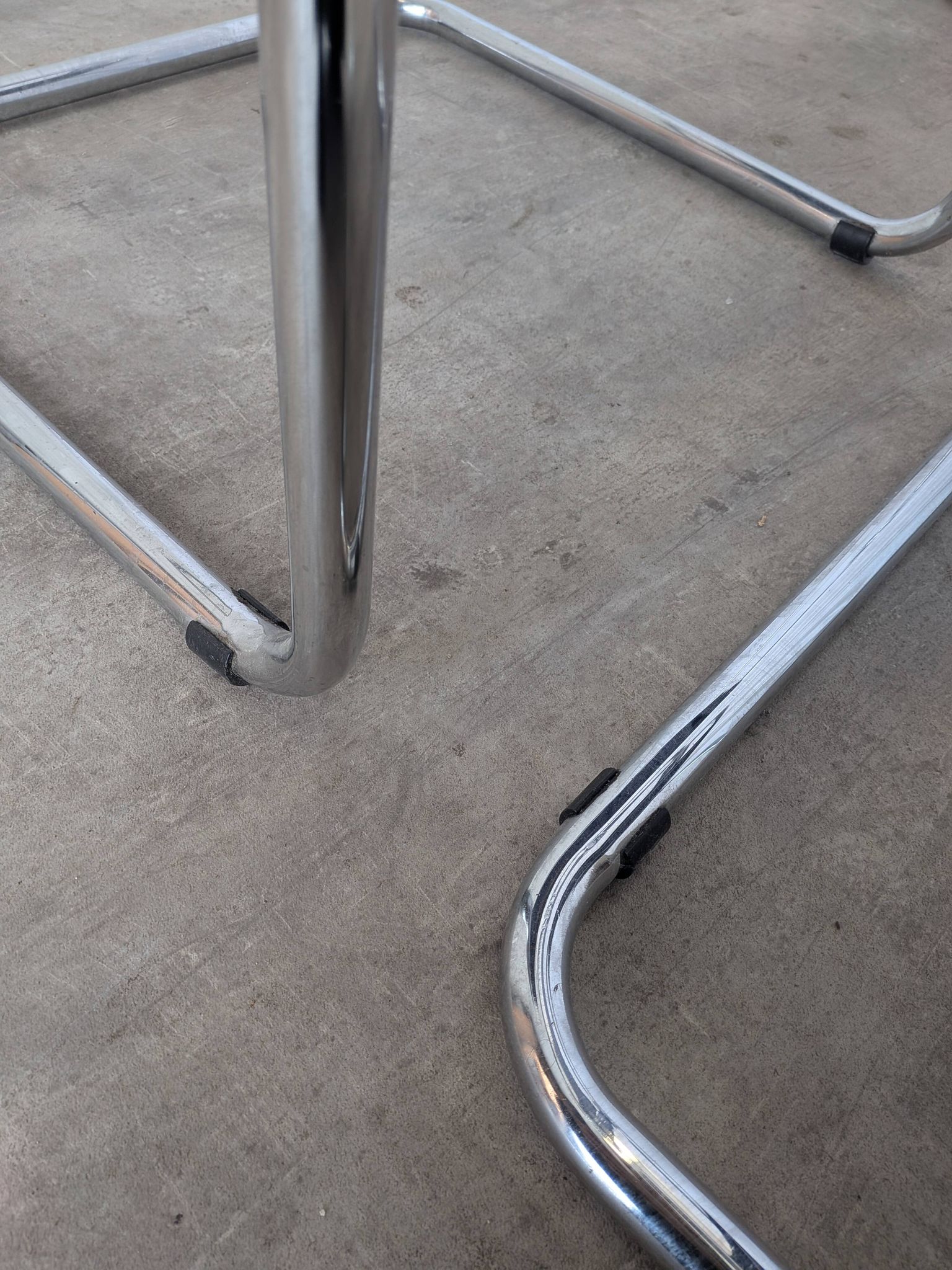 Set of 2 Vintage Mart Stam Style S34 Chair: Blue Leather, Bauhaus Design