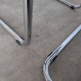 Set of 2 Vintage Mart Stam Style S34 Chair: Blue Leather, Bauhaus Design