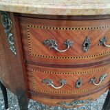 Commode ancienne style louis xv marqueterie plateau marbre