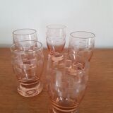 Set of 5 pink glasses